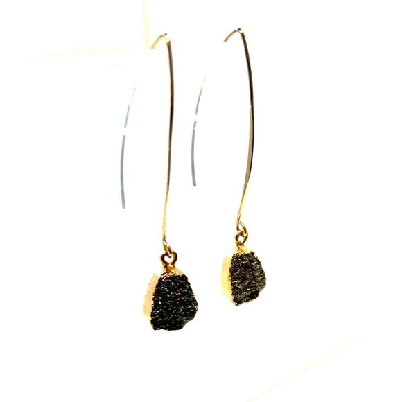 DANGLE Teardrop Druzy Earrings - Picture 2 of 4